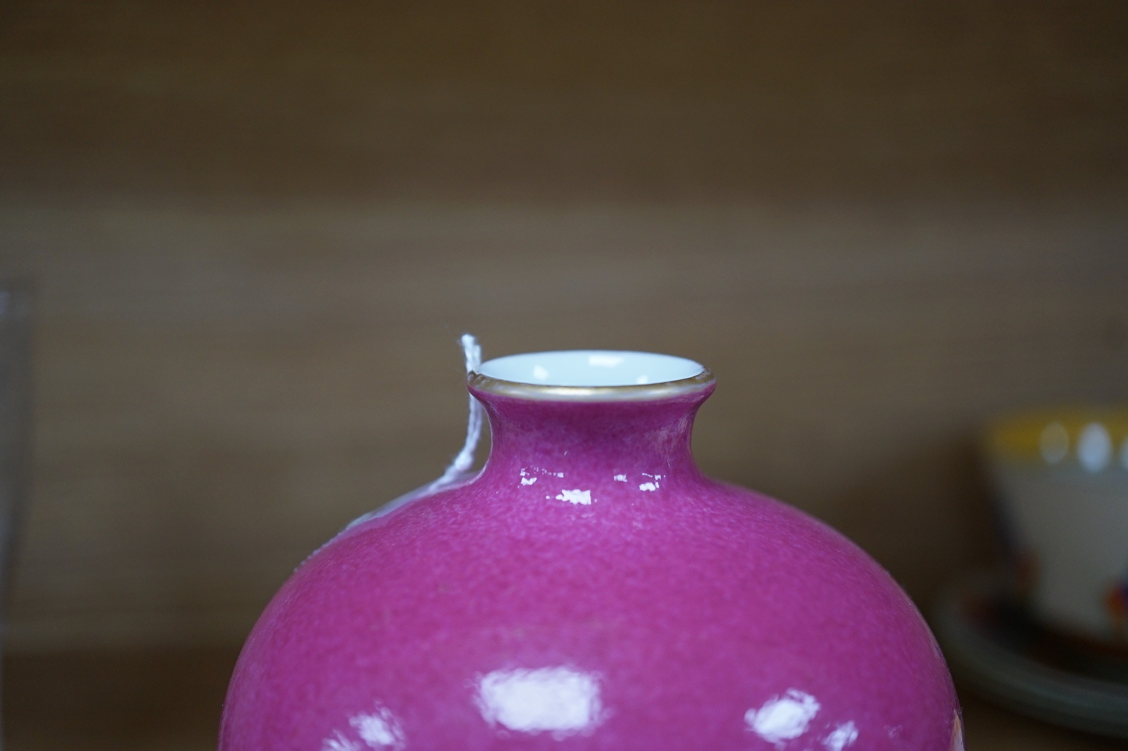 A Chinese ruby glazed meiping, 17cm